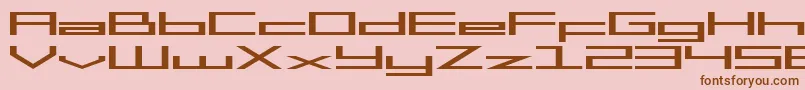 SF Square Head Extended-Schriftart – Braune Schriften auf rosa Hintergrund