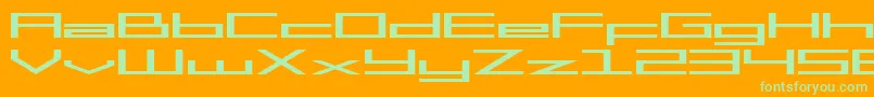 SF Square Head Extended-Schriftart – Grüne Schriften auf orangefarbenem Hintergrund