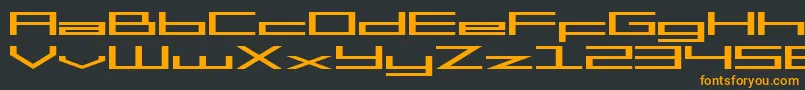 SF Square Head Extended-Schriftart – Orangefarbene Schriften auf schwarzem Hintergrund