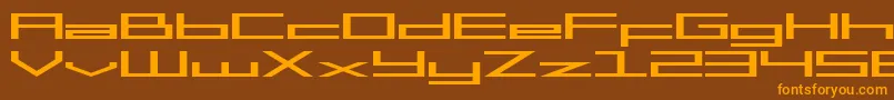 フォントSF Square Head Extended – オレンジ色の文字が茶色の背景にあります。