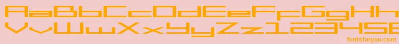 SF Square Head Extended-fontti – oranssit fontit vaaleanpunaisella taustalla