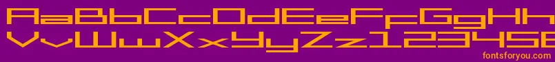 SF Square Head Extended-Schriftart – Orangefarbene Schriften auf violettem Hintergrund
