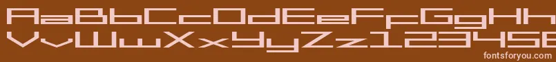 SF Square Head Extended-fontti – vaaleanpunaiset fontit ruskealla taustalla