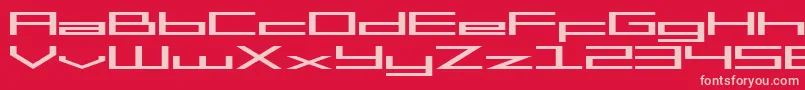 SF Square Head Extended-fontti – vaaleanpunaiset fontit punaisella taustalla