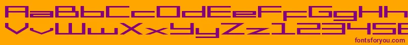 SF Square Head Extended-Schriftart – Violette Schriften auf orangefarbenem Hintergrund