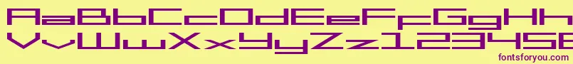 Czcionka SF Square Head Extended – fioletowe czcionki na żółtym tle