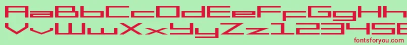 SF Square Head Extended-fontti – punaiset fontit vihreällä taustalla