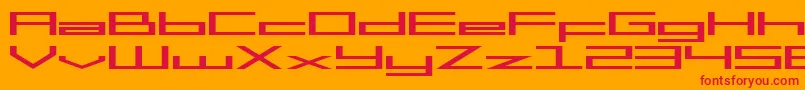SF Square Head Extended-Schriftart – Rote Schriften auf orangefarbenem Hintergrund