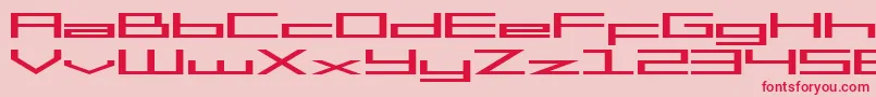SF Square Head Extended-fontti – punaiset fontit vaaleanpunaisella taustalla