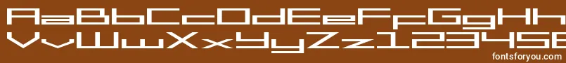 SF Square Head Extended-fontti – valkoiset fontit ruskealla taustalla