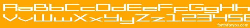 SF Square Head Extended-Schriftart – Weiße Schriften auf orangefarbenem Hintergrund