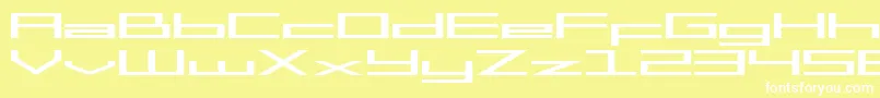 SF Square Head Extended-fontti – valkoiset fontit keltaisella taustalla