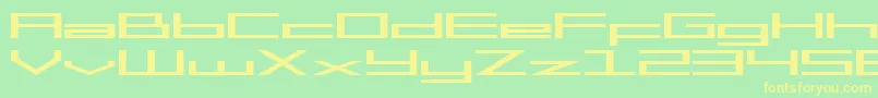 SF Square Head Extended-fontti – keltaiset fontit vihreällä taustalla