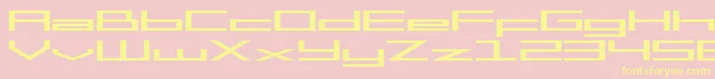SF Square Head Extended-fontti – keltaiset fontit vaaleanpunaisella taustalla