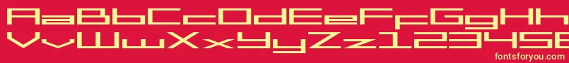 SF Square Head Extended-Schriftart – Gelbe Schriften auf rotem Hintergrund