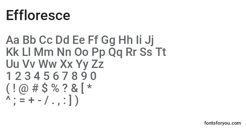 Czcionka Effloresce – alfabet, cyfry, specjalne znaki
