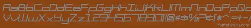 SF Square Head Italic-fontti – harmaat kirjasimet ruskealla taustalla