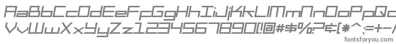 フォントSF Square Head Italic – 白い背景に灰色の文字
