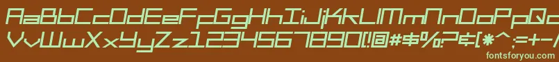 SF Square Head Italic-fontti – vihreät fontit ruskealla taustalla