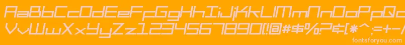 SF Square Head Italic-fontti – vaaleanpunaiset fontit oranssilla taustalla
