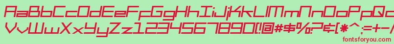 フォントSF Square Head Italic – 赤い文字の緑の背景