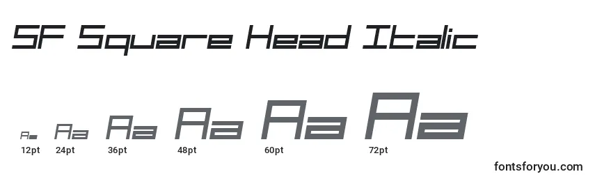 Tamanhos de fonte SF Square Head Italic