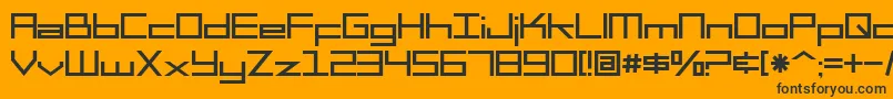 SF Square Head-Schriftart – Schwarze Schriften auf orangefarbenem Hintergrund
