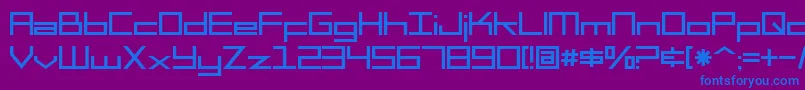 SF Square Head-Schriftart – Blaue Schriften auf violettem Hintergrund