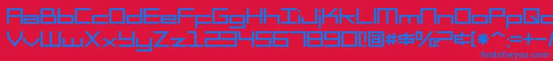 SF Square Head-Schriftart – Blaue Schriften auf rotem Hintergrund