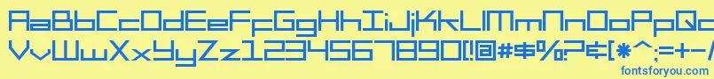 SF Square Head Font – Blue Fonts on Yellow Background