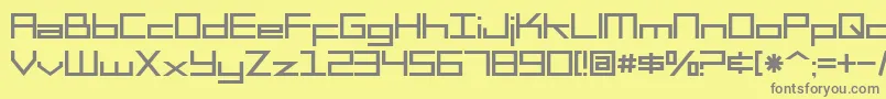 SF Square Head-Schriftart – Graue Schriften auf gelbem Hintergrund