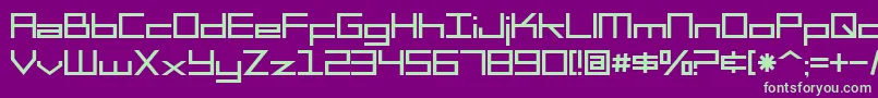 SF Square Head-Schriftart – Grüne Schriften auf violettem Hintergrund