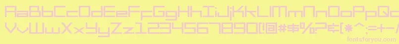 SF Square Head-Schriftart – Rosa Schriften auf gelbem Hintergrund