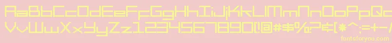 SF Square Head-Schriftart – Gelbe Schriften auf rosa Hintergrund
