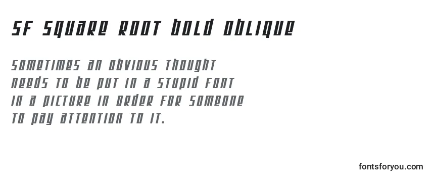 SF Square Root Bold Oblique -fontin tarkastelu