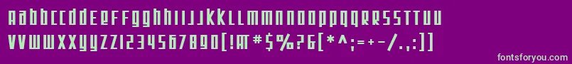 Fonte SF Square Root Bold – fontes verdes em um fundo violeta