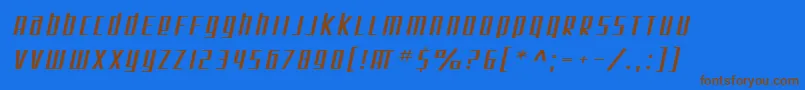 SF Square Root Extended Oblique Font – Brown Fonts on Blue Background