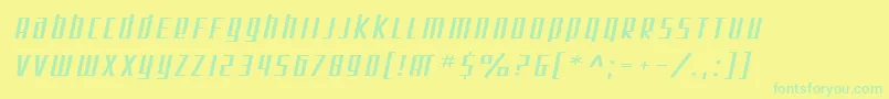 SF Square Root Extended Oblique Font – Green Fonts on Yellow Background