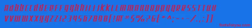 SF Square Root Extended Oblique Font – Red Fonts on Blue Background