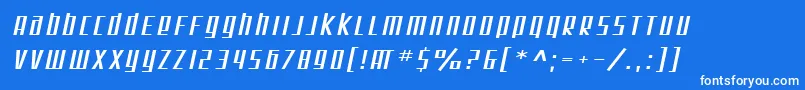 SF Square Root Extended Oblique Font – White Fonts on Blue Background