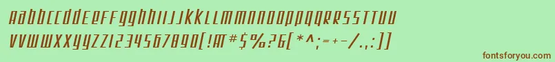 SF Square Root Oblique-Schriftart – Braune Schriften auf grünem Hintergrund