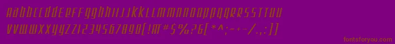 SF Square Root Oblique-Schriftart – Braune Schriften auf violettem Hintergrund