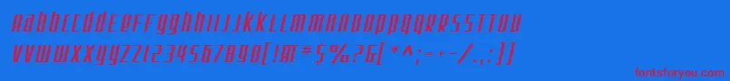 SF Square Root Oblique Font – Red Fonts on Blue Background