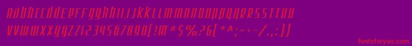 SF Square Root Oblique Font – Red Fonts on Purple Background