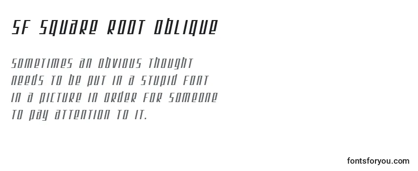Überblick über die Schriftart SF Square Root Oblique
