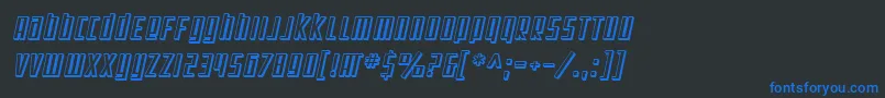 SF Square Root Shaded Oblique Font – Blue Fonts on Black Background