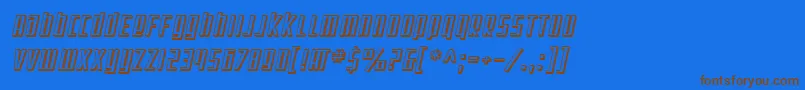 SF Square Root Shaded Oblique-Schriftart – Braune Schriften auf blauem Hintergrund