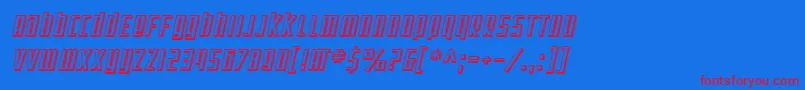 SF Square Root Shaded Oblique-Schriftart – Rote Schriften auf blauem Hintergrund