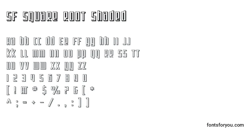 A fonte SF Square Root Shaded – alfabeto, números, caracteres especiais