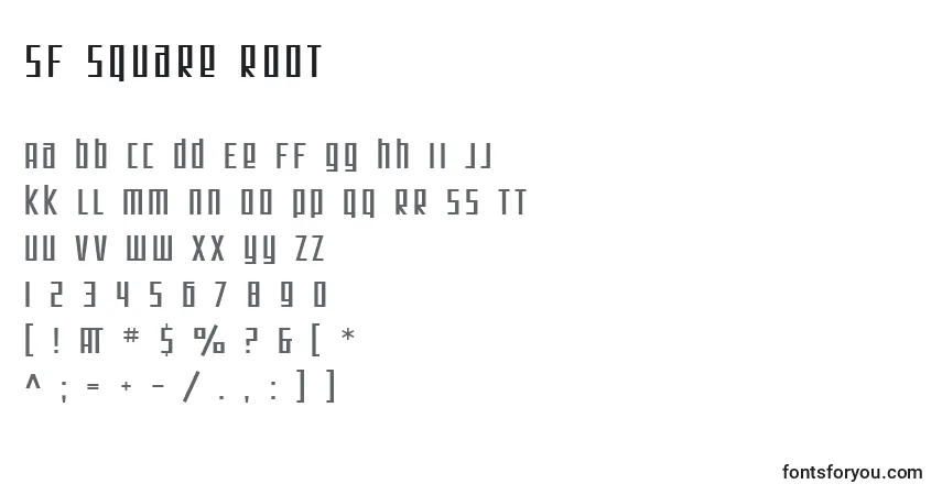 SF Square Root Font – alphabet, numbers, special characters